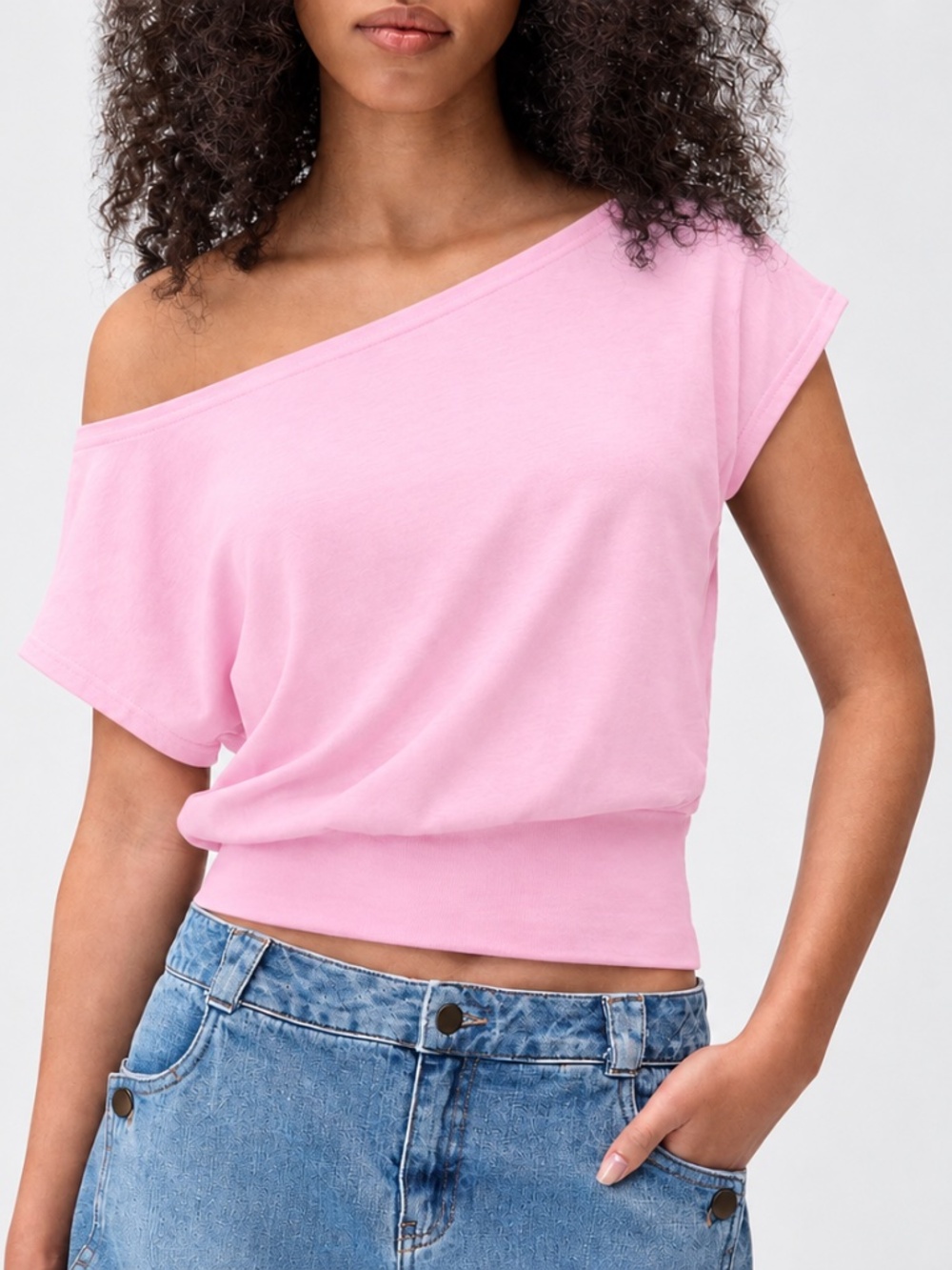 Pink Simons Twix Cinched waist boat-neck T-shirt